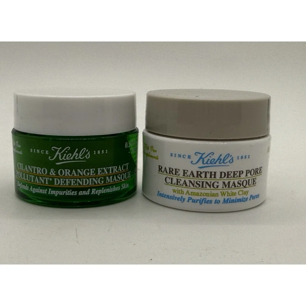 Kiehls's Rare Earth Deep Pore Cleansing Masque 0.5FLOZ & Defending Mask 0.5 FLOz